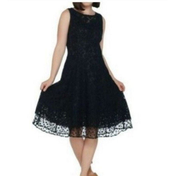 Isaac Mizrahi Dresses & Skirts - NWt Isaac Mizrahi Lace Dress Point D'Esprit Trim Black Sz 14 #75173